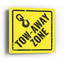 Load image into Gallery viewer, Sign Crush &#39;Tow-Away Zone&#39; Heavy Duty Plastic PVC Sign, Large 14x14 Red
