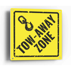 Sign Crush 'Tow-Away Zone' Heavy Duty Plastic PVC Sign, Large 14x14 Red